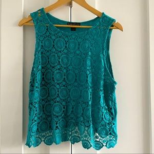 Embroidered loose knit tank top